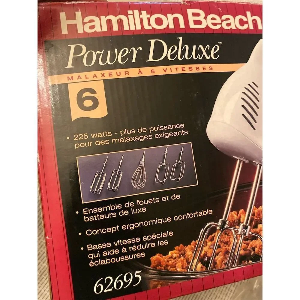 Hamilton Beach Power Deluxe Hand Mixer 6-Speed White with Attachments